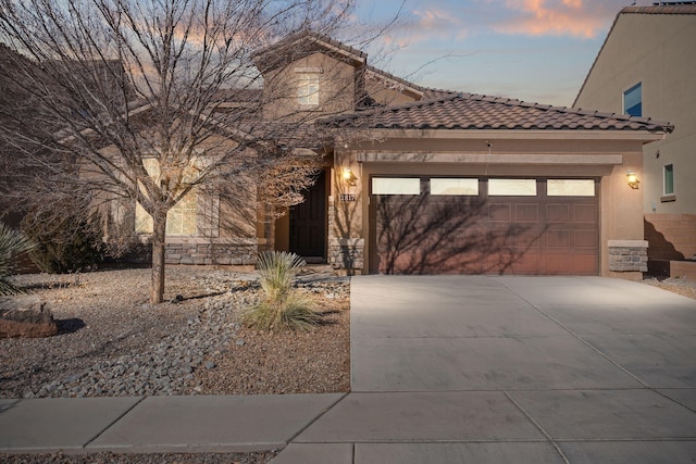 view of front of house with a garage