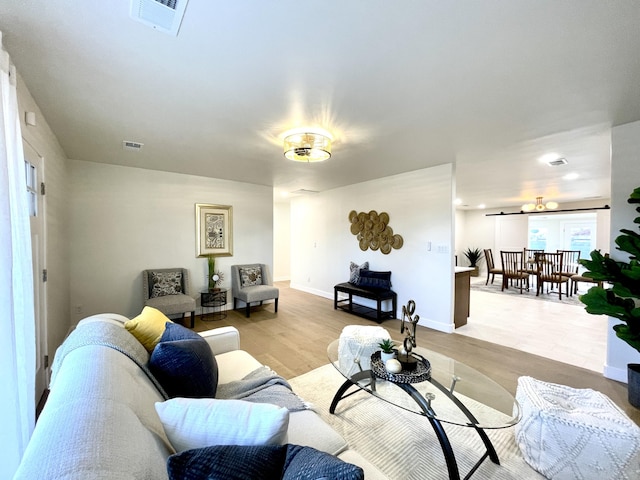 living room featuring light hardwood / wood-style flooring