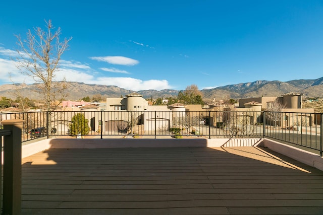 deck with a mountain view