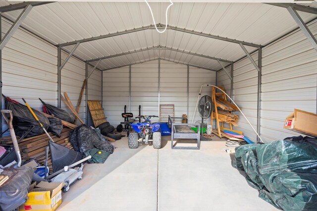 garage featuring metal wall