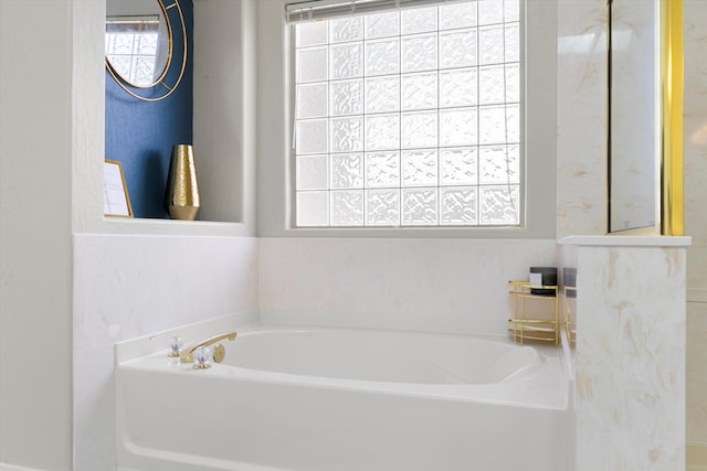 bathroom featuring a washtub