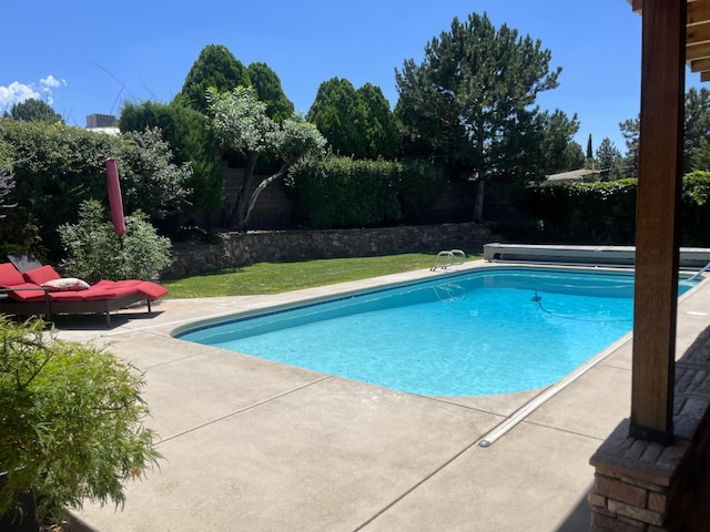 view of swimming pool with a patio