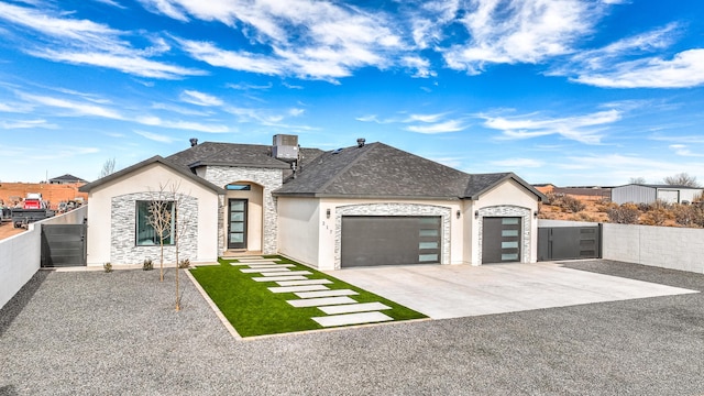 french country style house with a garage