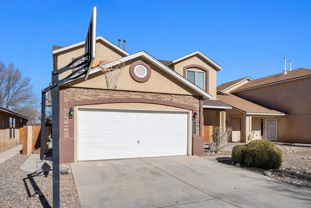 view of front of house with a garage