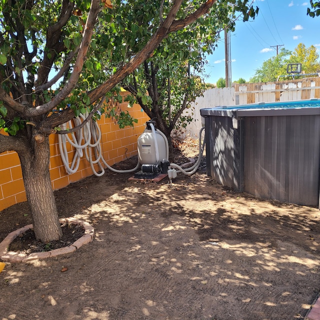 view of yard with a fenced in pool