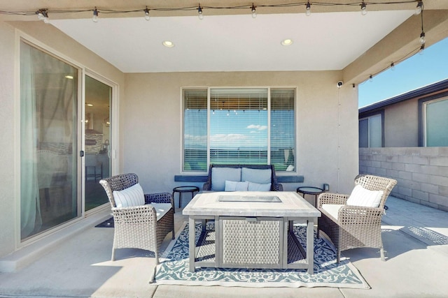 view of patio featuring outdoor lounge area