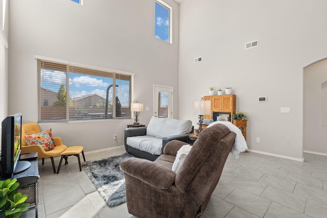 view of tiled living room