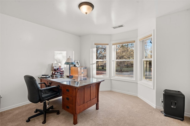 office featuring light colored carpet