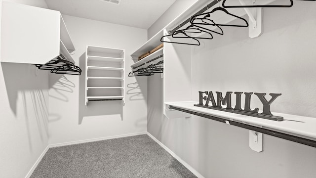 spacious closet featuring carpet