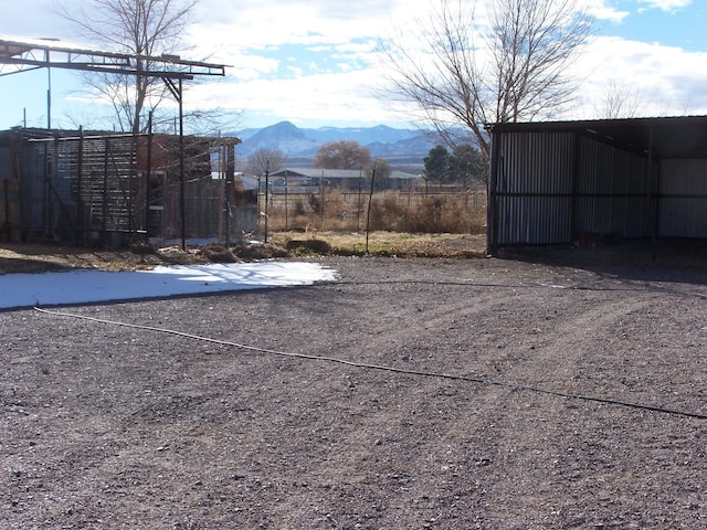 view of patio featuring a mountain view