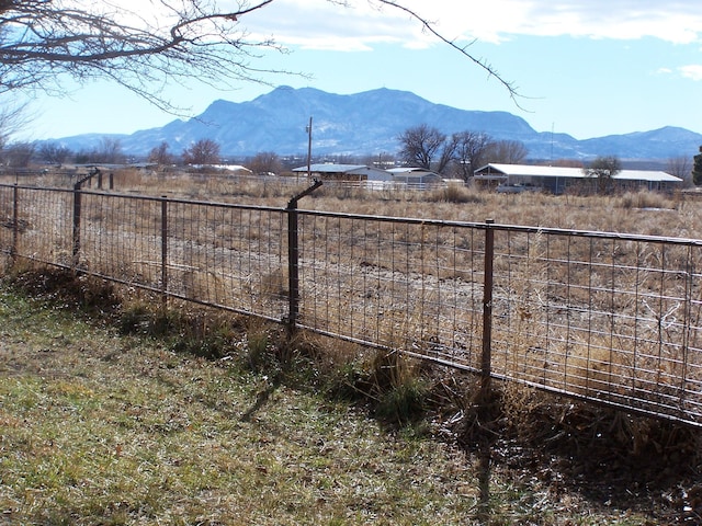 view of yard with a mountain view and a rural view