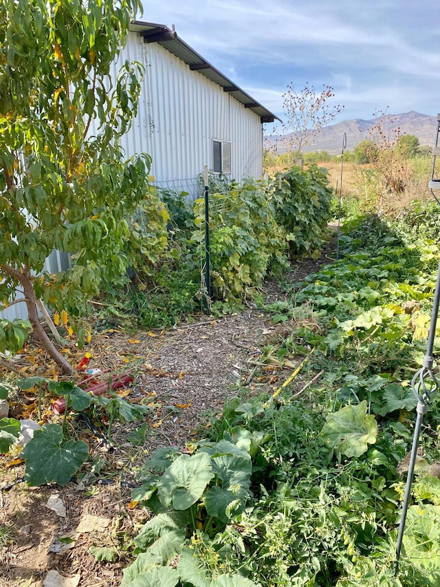 exterior space with a mountain view