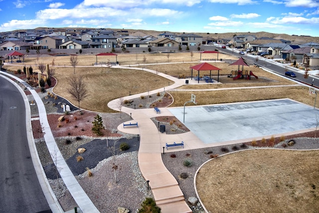 drone / aerial view with a residential view