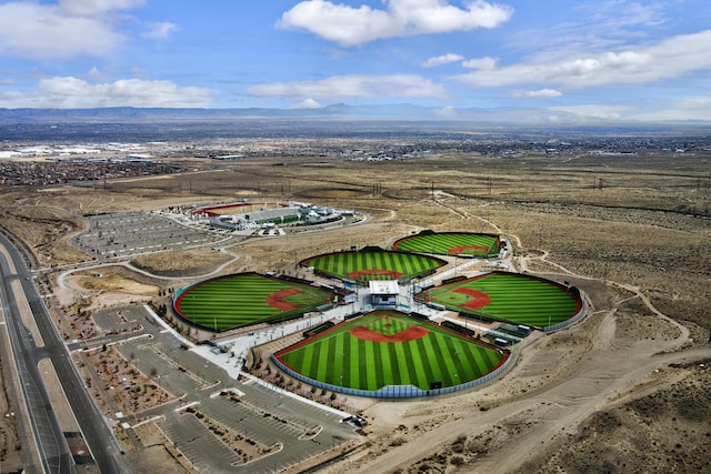 bird's eye view with a mountain view