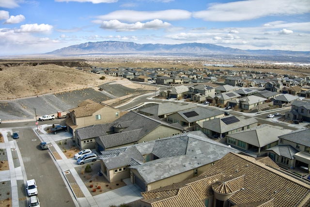 bird's eye view with a mountain view and a residential view