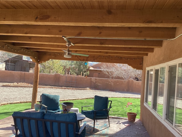 view of patio / terrace with ceiling fan