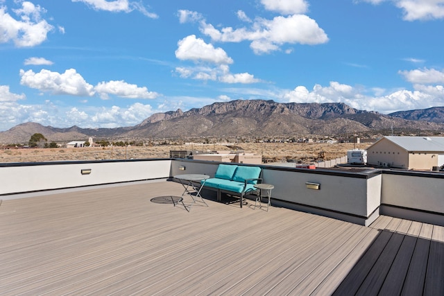 deck with a mountain view