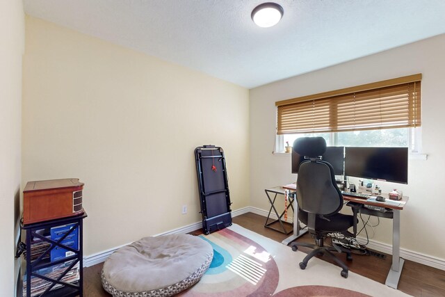 home office featuring hardwood / wood-style floors