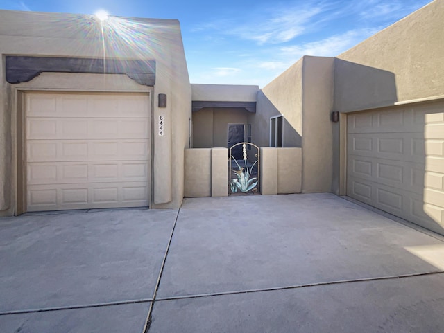 exterior space with a garage