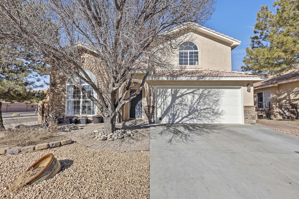 view of front property with a garage