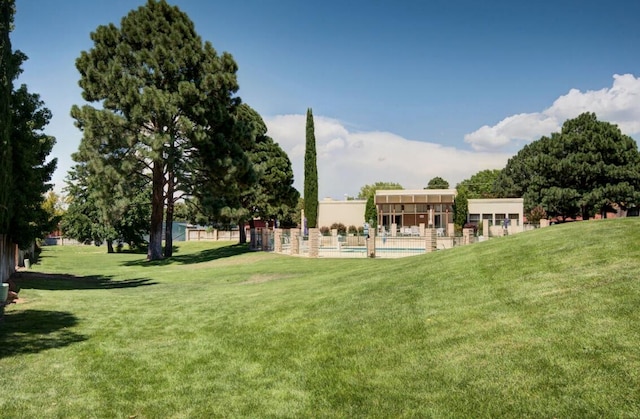 view of yard with a pool