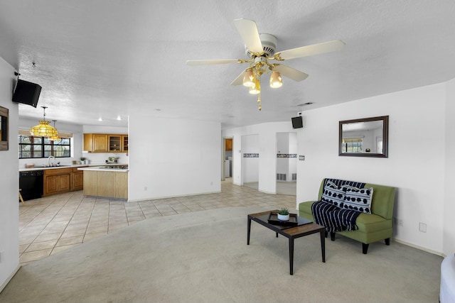 1 Blackberry Ln, Los Lunas, NM 87031 - interior space featuring a textured ceiling, a ceiling fan, and baseboards