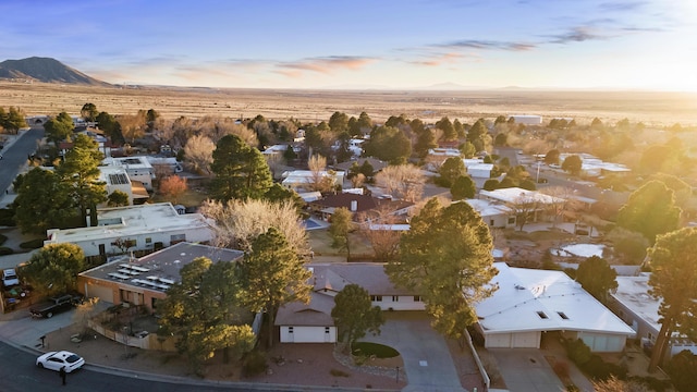 view of aerial view at dusk