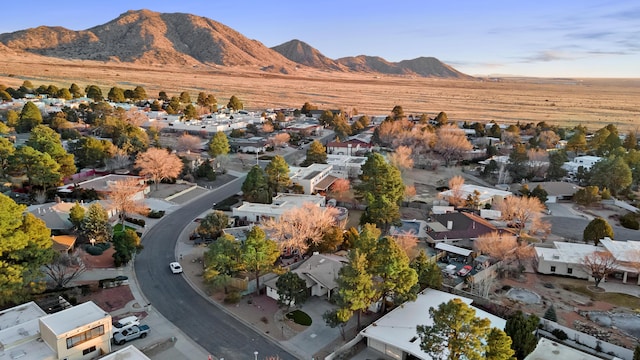 drone / aerial view with a mountain view