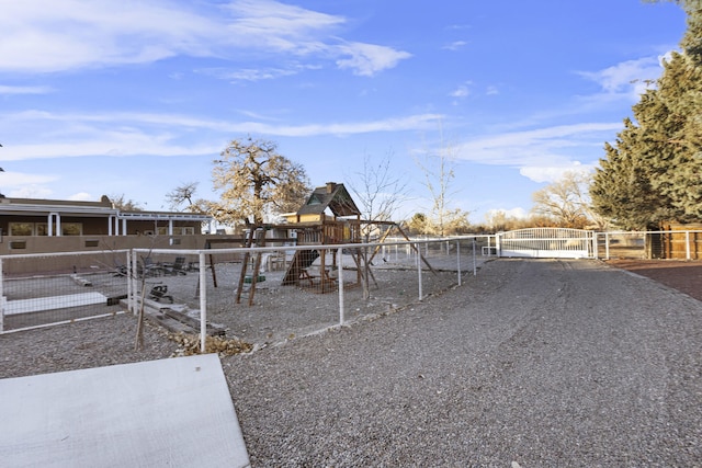 view of yard with a playground