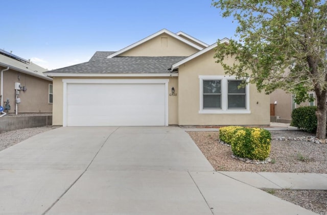 single story home with a garage