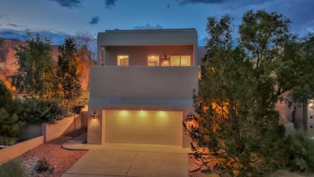 contemporary home with a garage