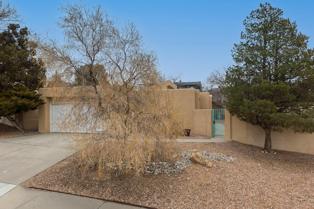 exterior space with a garage