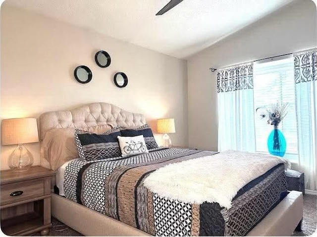 bedroom with vaulted ceiling