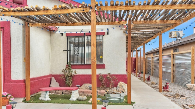 view of patio / terrace featuring a pergola