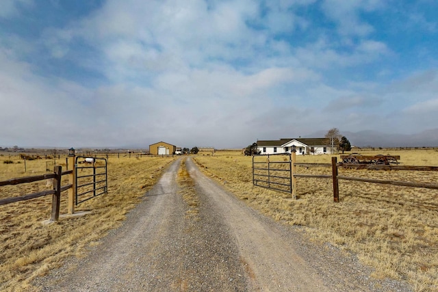 view of road with a rural view