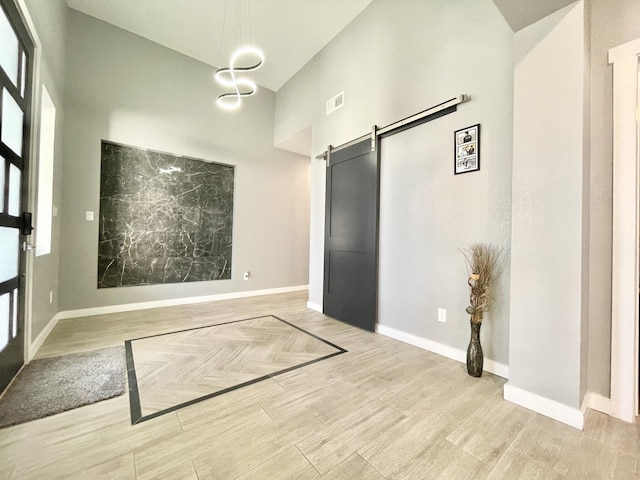 interior space with a barn door