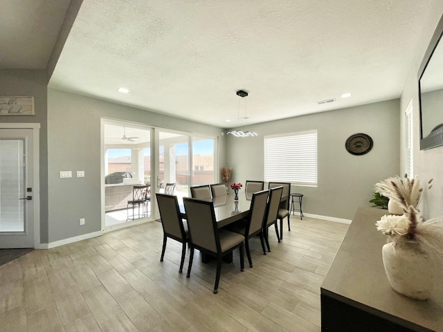 dining room featuring a textured ceiling