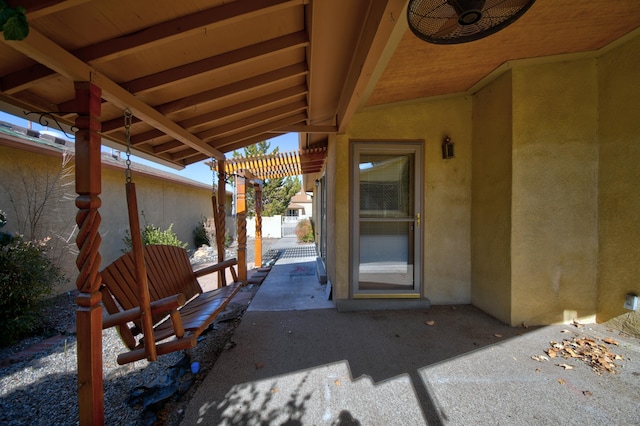 view of patio featuring a pergola