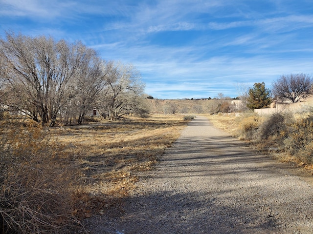 view of road with a rural view