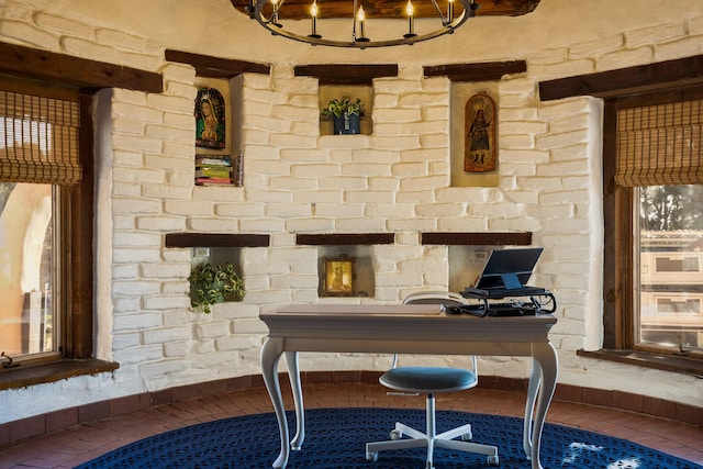 interior space with a notable chandelier