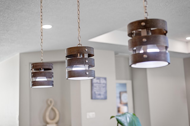 interior details with a textured ceiling