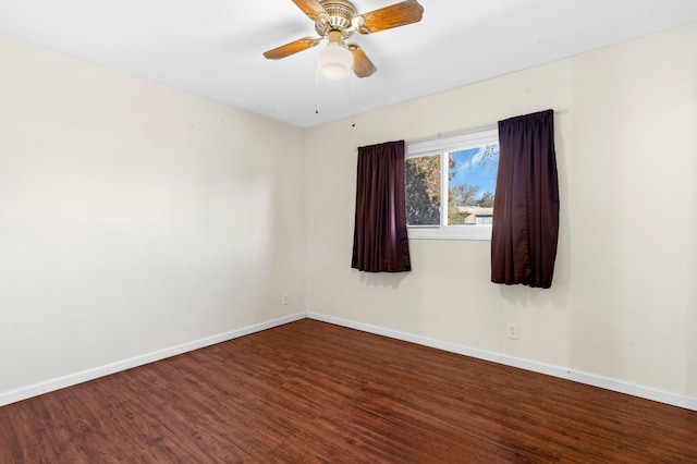 unfurnished room featuring ceiling fan and hardwood / wood-style floors