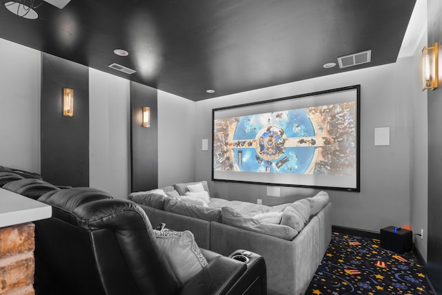 view of carpeted cinema room