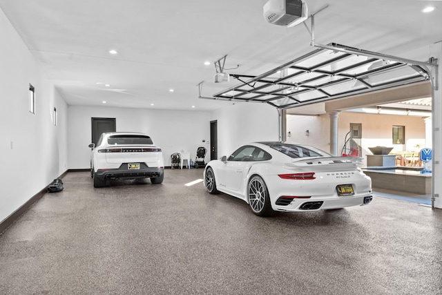 garage with a garage door opener