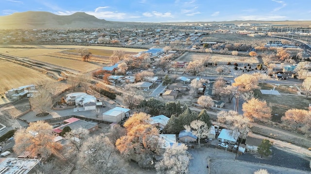 birds eye view of property with a mountain view