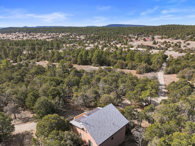 aerial view with a wooded view