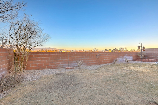 view of yard at dusk