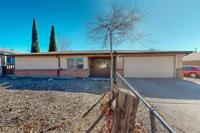 single story home with a garage