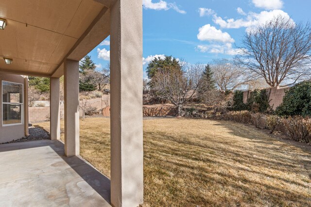 view of yard with a patio area and fence