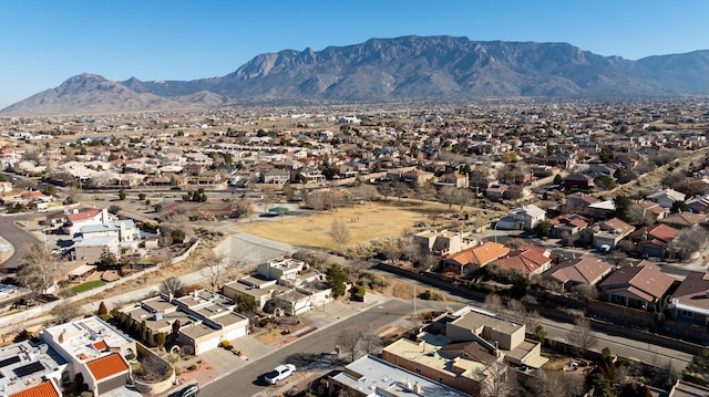 bird's eye view with a mountain view